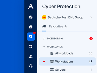Acronis Cyber Protect Cloud / Navigation clean console design minimal navigation product design protection saas tabs ui ux