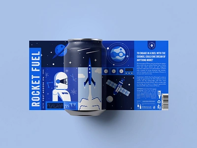 ROCKET FUEL | Pow City Brewing Co. alcohol beer beer can beer label beer packaging brand design branding can can design design graphic design illustration label label design packaging packaging design space vector