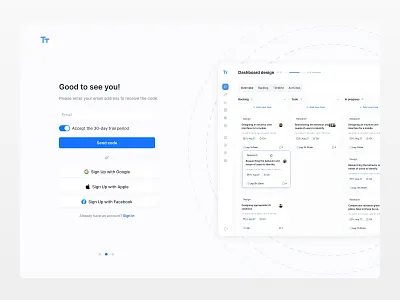 TaskTrack - Sign Up app clean dashboard design kanban board management minimalist platform register process software task track ui user experience user interface ux web app