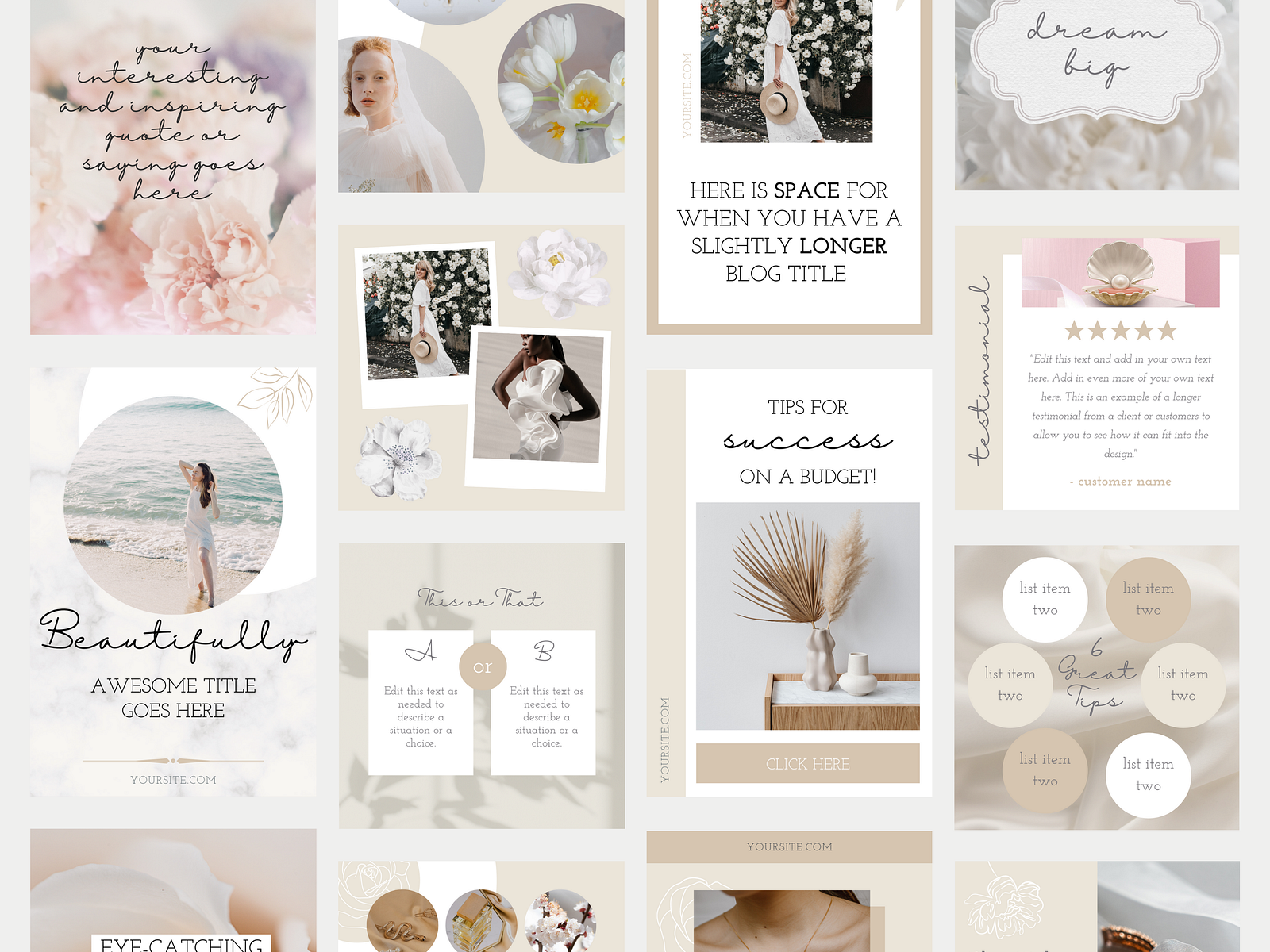 Natural Elegance Beige Canva Templates by The Creatives Desk on Dribbble