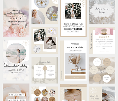 Natural Elegance Beige Canva Templates beige canva instagram social media templates