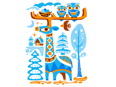 Winter story art branding character christmas concept deer design graphic design illustration illustrator logo owl pattern vector winter