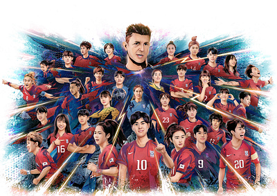 Korean Women's Football World Cup players and Head coach artwork football art football artist football artworks korea artist worldcup 박승우 박승우 작가 스포츠 아티스트 스포츠아티스트 아티스트 kaze park 아티스트 kazepark 아티스트 카제박 여성 축구 그림 여성 축구 선수 여성축구 여성축구그림 월드컵대표 축구문화 카제박 한국축구