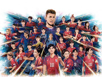 Korean Women's Football World Cup players and Head coach artwork football art football artist football artworks korea artist worldcup 박승우 박승우 작가 스포츠 아티스트 스포츠아티스트 아티스트 kaze park 아티스트 kazepark 아티스트 카제박 여성 축구 그림 여성 축구 선수 여성축구 여성축구그림 월드컵대표 축구문화 카제박 한국축구