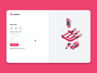 Orderin SaaS Platform: Sign Up Kick Off delivery design digital login logistics onboarding product design saas sign up software as a service ui uidesign user experience user interface ux uxdesign