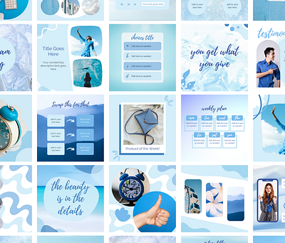 Blue Social Media Canva Templates blue canva instagram social media templates