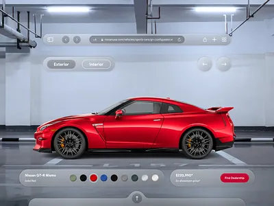 Nissan Build & Own Configurator - Spatial Edition apple design apple vision pro ar design augmented reality automobile build and own car car configurator customizer design mixed reality product design spatial design spatial ui ui ux vision os vr app web app website