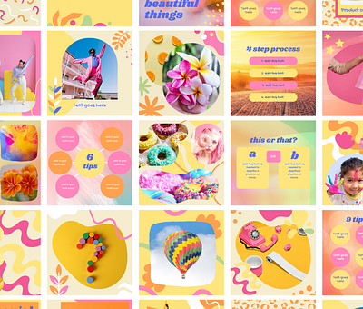 Colorful Social Media Canva Templates bold canva colorful fun instagram pink social media templates yellow