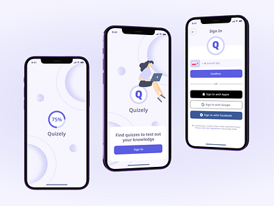 Quizely - mobile app design app design app ui app ux clean course course app e course e learn earn ux learn app learning minimal mobile mobile app mobile app design mobile ui online course ui uiux visual ui