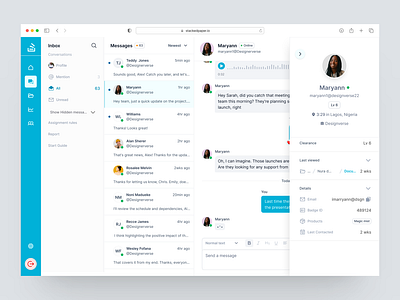 Chat dashboard for a company dashboard app product design ui uiux
