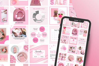 Pink Social Media Canva Templates canva instagram pink pinterest pretty social media templates