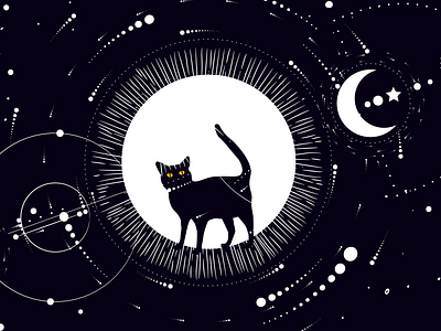 Space Cat Illustration cat design fleetwood mac graphic design illustration moon rhiannon space stars vector