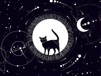Space Cat Illustration cat design fleetwood mac graphic design illustration moon rhiannon space stars vector