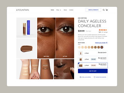 Cosmetic brand product page concept cosmetic product design product page shot ui ux web design