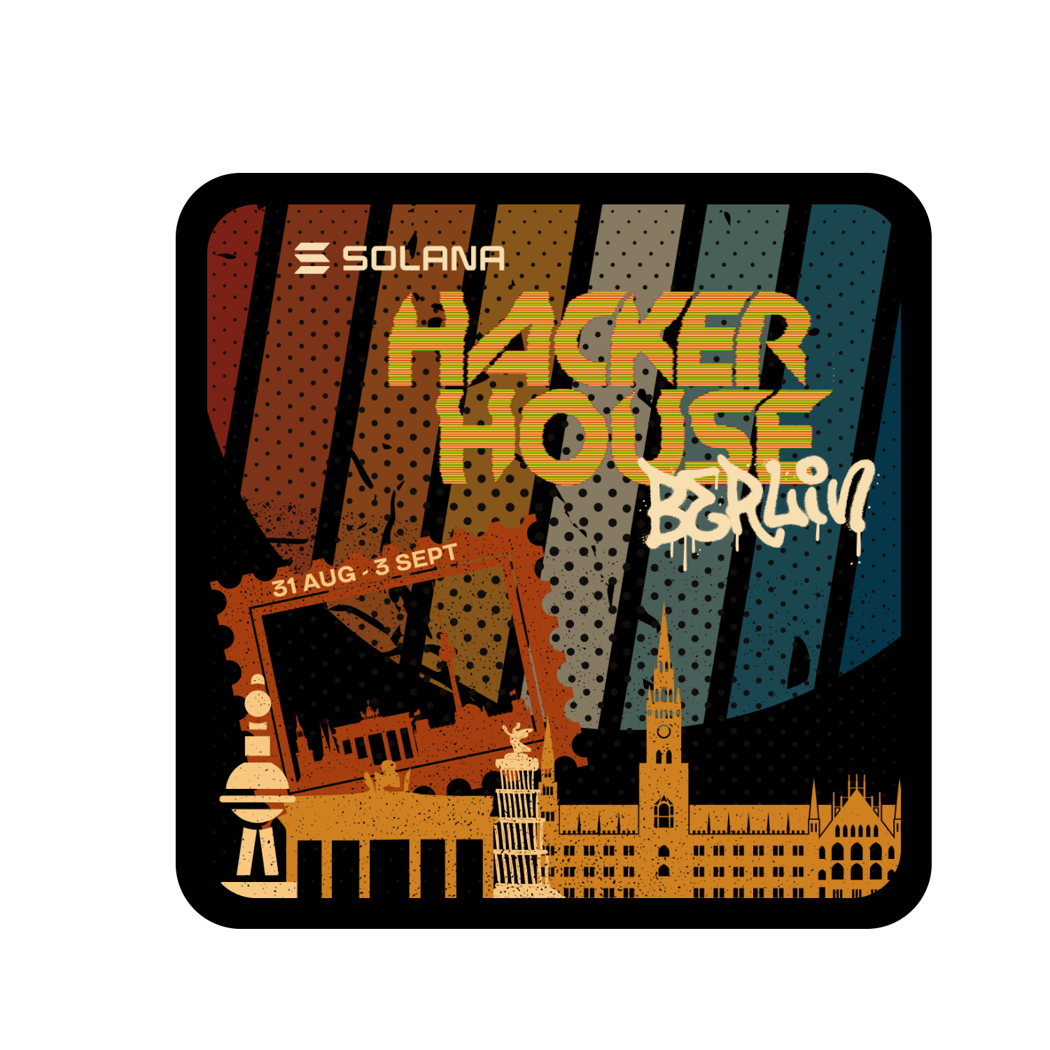 SOAP for Solana Hackerhouse Berlin. berlin branding canva design figma graphic design hackerhouse illustration nft poap soap solana web3