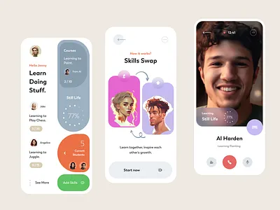 Skill Sharing Mobile App app clean design flat illustration mobile ui ux