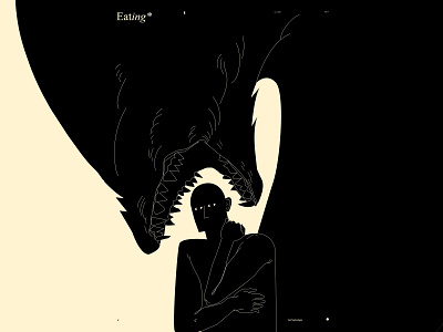 Eating abstract composition conceptual illustration design doubt doubting dual meaning eating figure figure illustration illustration imposter laconic lines minimal monster poster shadow
