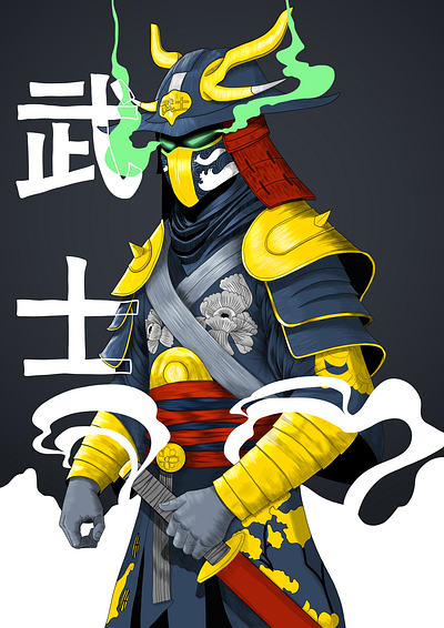Samurai artwork design digital art digital drawing graphic design illustration vector