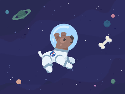 Space dog animated character animation artua astronaut character dog game art game design illustration space