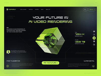 Disperly - AI Video Rendering 3d animated animation cube dark ui futuristic ui hero section landing lemon motion design refractions tech technology transform transitions ui video web design website website hero