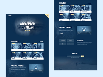 Emmen onder nul ❄ event website big header blue branding clean cold dark design flat font ice illustration images megamenu movie site trending ui ux website