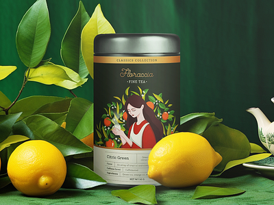 Floraccia: Fine Tea Packaging branding feminine fine tea fruits graphic design illustrated packaging illustration packaging tea