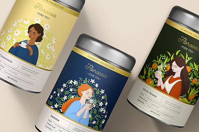 Floraccia: Fine Tea Packaging branding graphic design illustration package design packaging packaging design tea