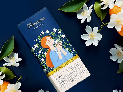 Floraccia: Fine Tea Packaging branding feminine fine tea fruits graphic design illustration luxurious packaging tea