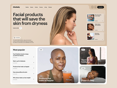 ChicDaily - Beauty and skincare blog homepage design bloggers ui uiux ux