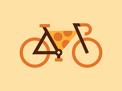 Pizza Bike bicycle bike flat illustration peleton pepperoni pizza simple travel vector