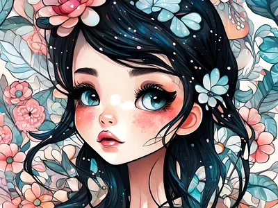 Cute Flower Girl art clipart cute design fairy flower girl graphic design illustration