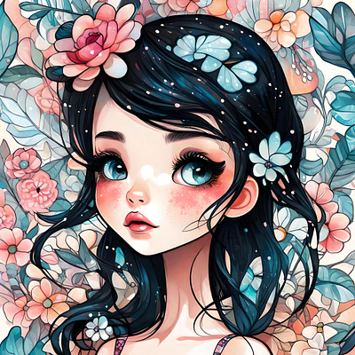 Cute Flower Girl art clipart cute design fairy flower girl graphic design illustration