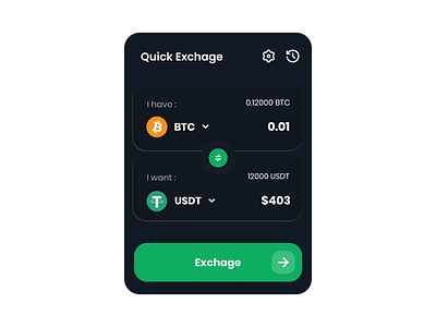 Quick exchange after effects animation balance bank bitcoin btc clean crypto design exchange mobile motion graphics pay transaction ui usdt wallet