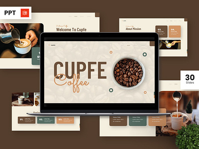 Cupfe - Powerpoint Templates brown cafe cup food powerpoint presentation promotion restaurant slide template