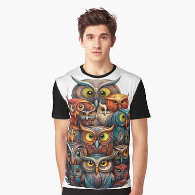 smart owls group graphic T-shirt adorable attractive beautiful bird cute exquisite graceful grand graphic t shirt group high class illustration lovely luxurious majestic owls quirky smart stylish t shirt