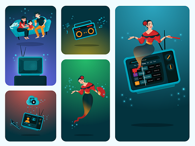 TV and radio illustrations branding clean ui design graphic design illustration logo naim has ui ux vector