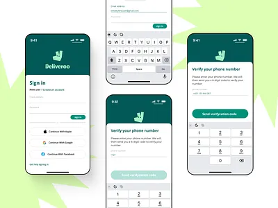 "Deliveroo" Mobile App Redesign app branding delivery design logo mobile registration typography ui ux vector