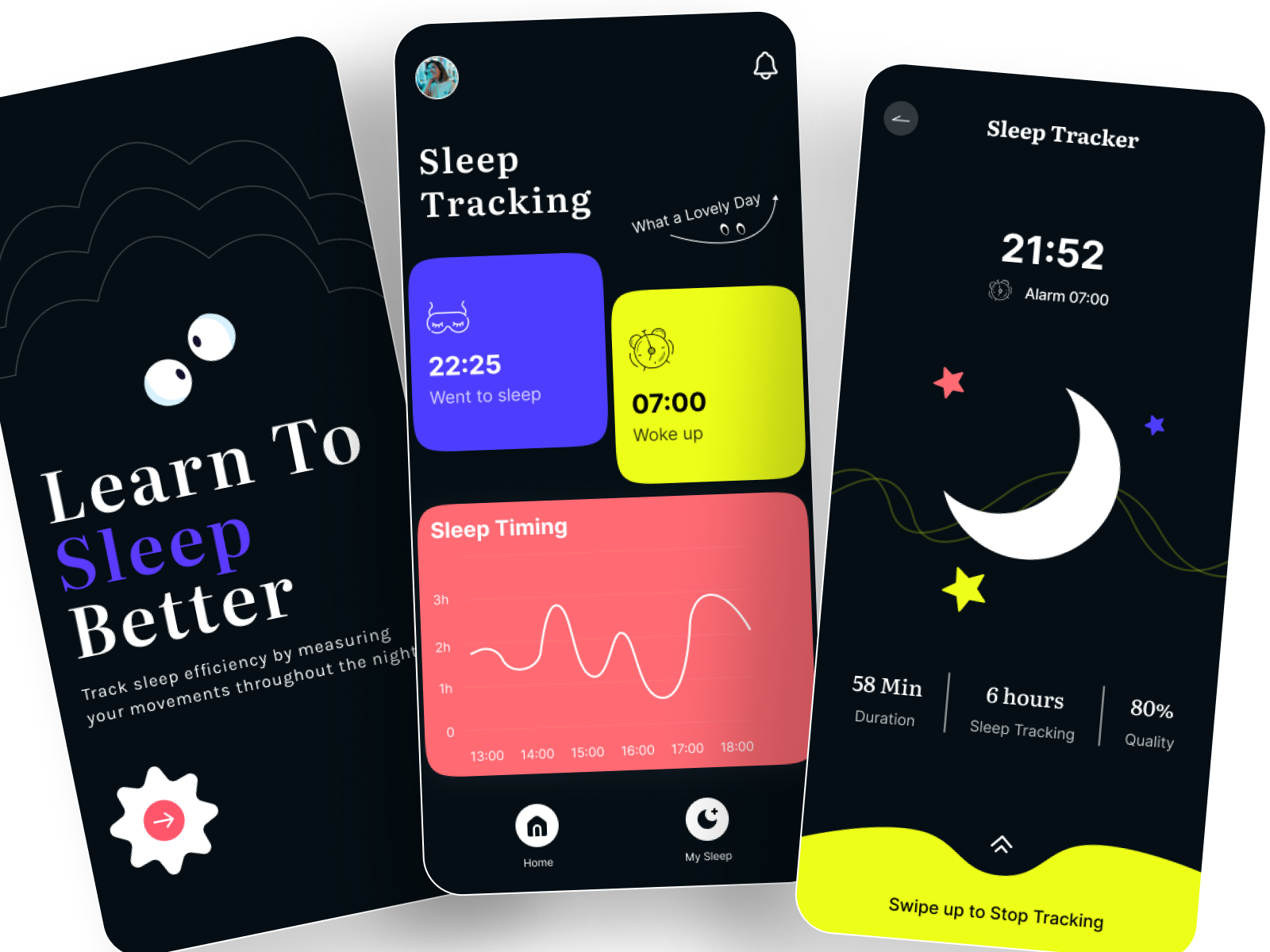 Sleep tracker app design mobile app by lazy kar for LazyInterface UI UX