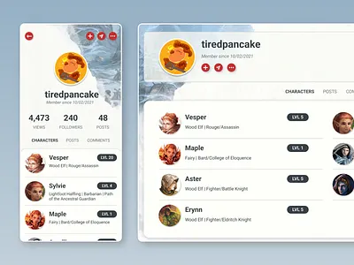 Daily UI #006 - User Profile dailyui desktop dnd dnd beyond dndbeyond mobile profile rpg ttrpg ui user user profile web