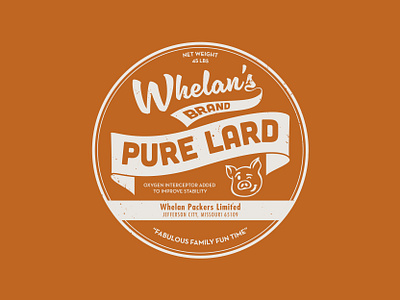 Whelan's Brand Pure Lard agriculture illustration lard packaging pig print design retro vintage