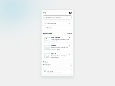 Help 🛟 active center files help help center management minimal project saas sidebar time time manegement time tracking