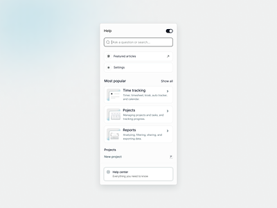 Help 🛟 active center files help help center management minimal project saas sidebar time time manegement time tracking
