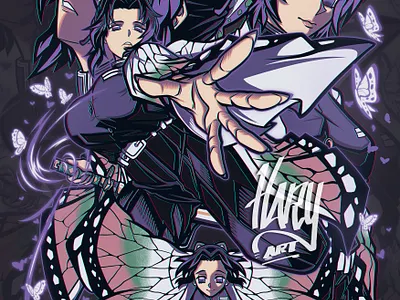 Shinobu Koco Demon Slayer Artwork anime manga anime apparel anime clothing anime fanart anime illustration anime streetwear anime t shirt anime t shirt design apparel design apparel illustration branding custom t shirt design demon slayer fan art fanart t shirt illustration streetwear streetwear apparel t shirt illustration