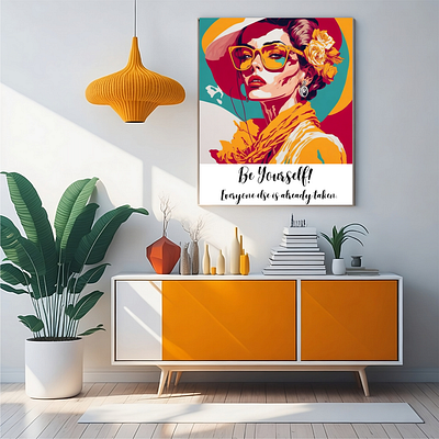 Be Yourself Portrait-Wall Art- Retro-Aesthetic Portrait-Digital abstract art aesthetic aesthetic print aesthetic printable aesthetic wall art artist design illustration logo ui