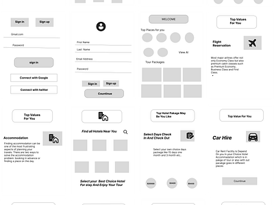 Travel & Tourism Wireframe app de app design figma illustration travel wireframe ui ux wireframe