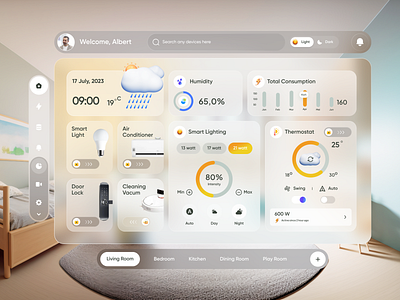 Smart Home App - Vision Pro app augmented automation chart energy home lighting living pro reality smart spatial statistic thermostat ui vision weather