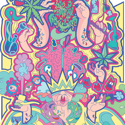 Lord of the Spliff branding cannabis illustration smoke ui vector weed