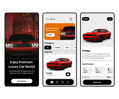 car rental ui app design ui
