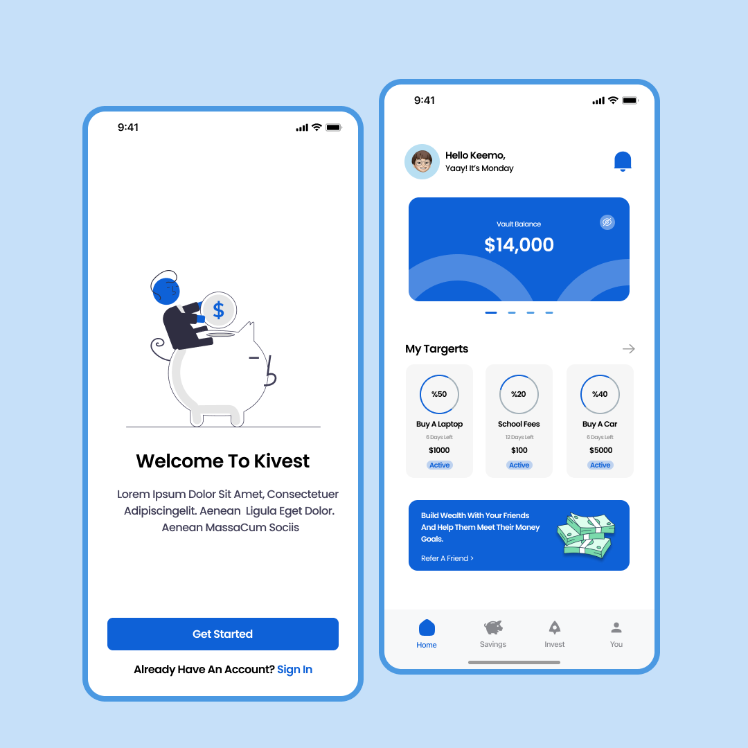 savings app ui by Zewaen Daniel on Dribbble