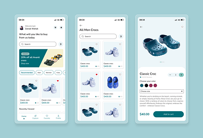 Crocs Ecommerce App app app ui cart crocs design e commerce ecommerce fashion figma ios app mobile app online store product design review shoe app shop app shopping shopping app ui ux